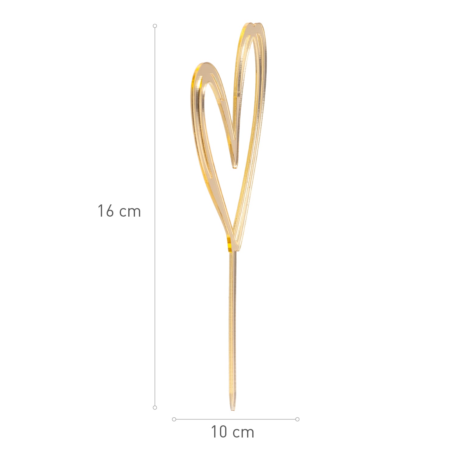 CAKE TOPPER DOUBLE HEART GOLD 10,5 x 15CM