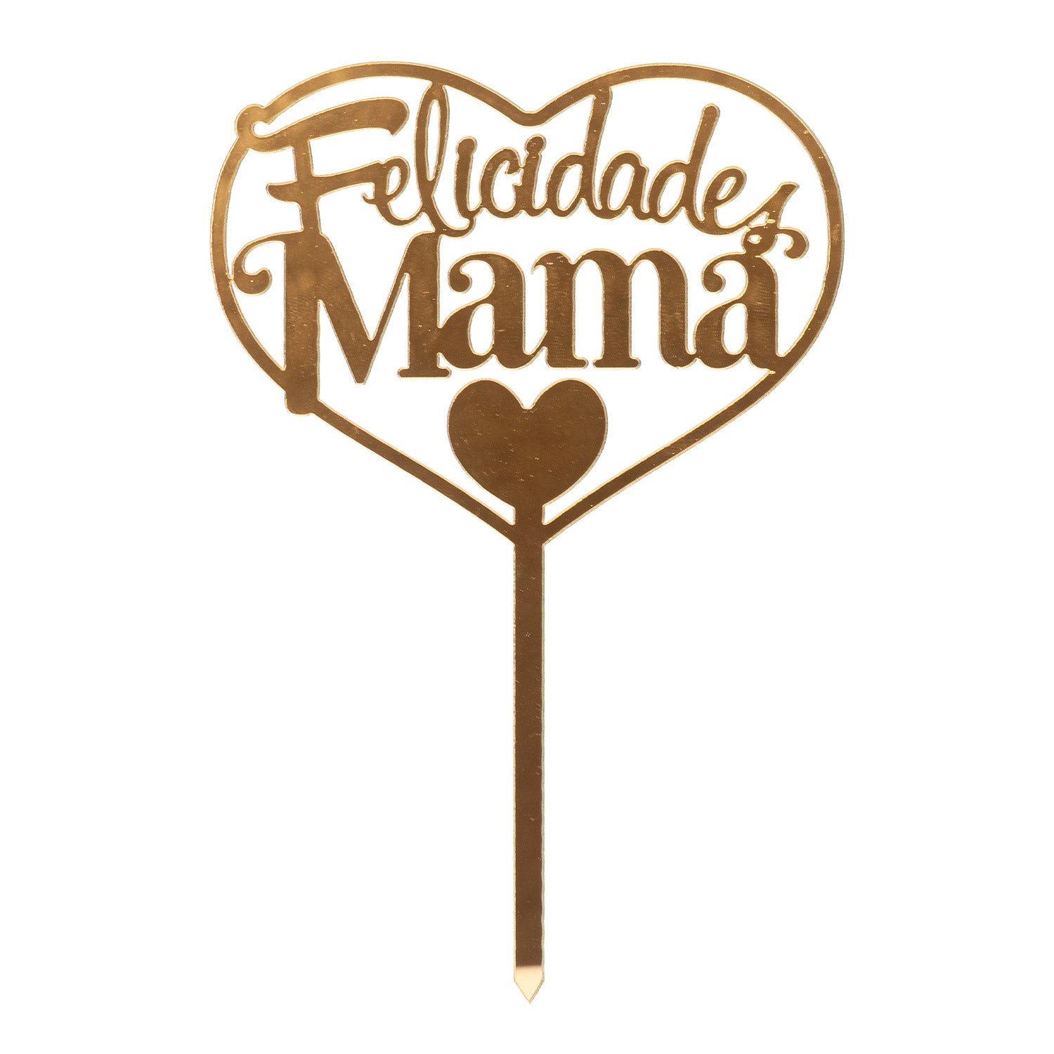 CAKE TOPPER FELICIDADES MAMA OURO 14.3X10CM