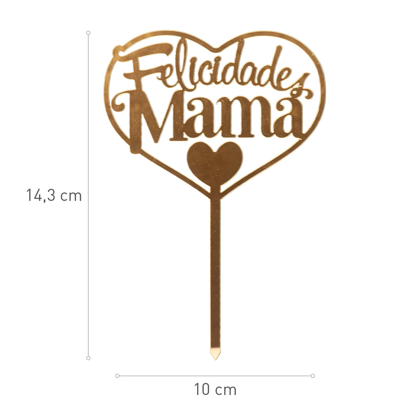 CAKE TOPPER FELICIDADES MAMA GOLD 14.3X10CM