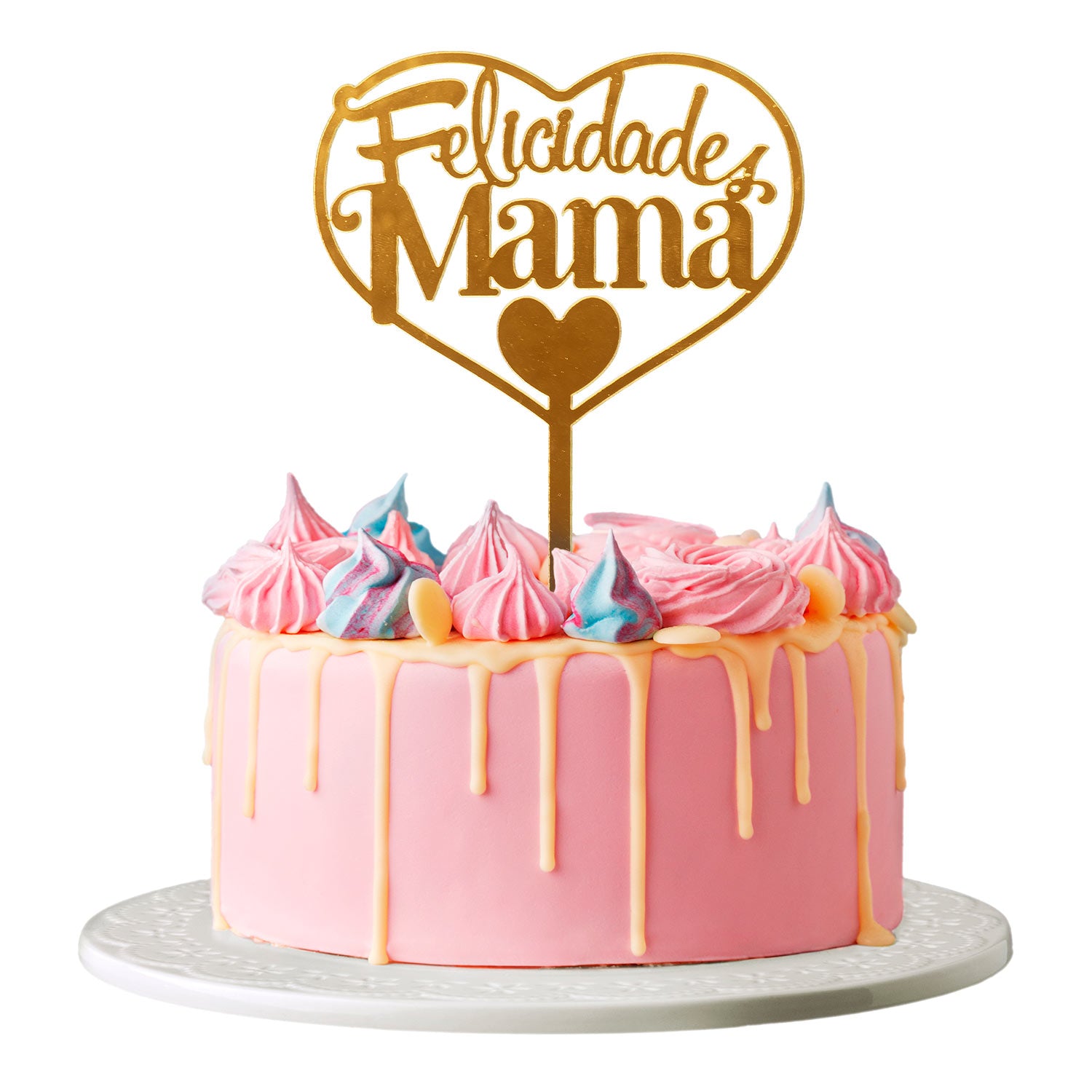CAKE TOPPER FELICIDADES MAMA 14.3X10CM