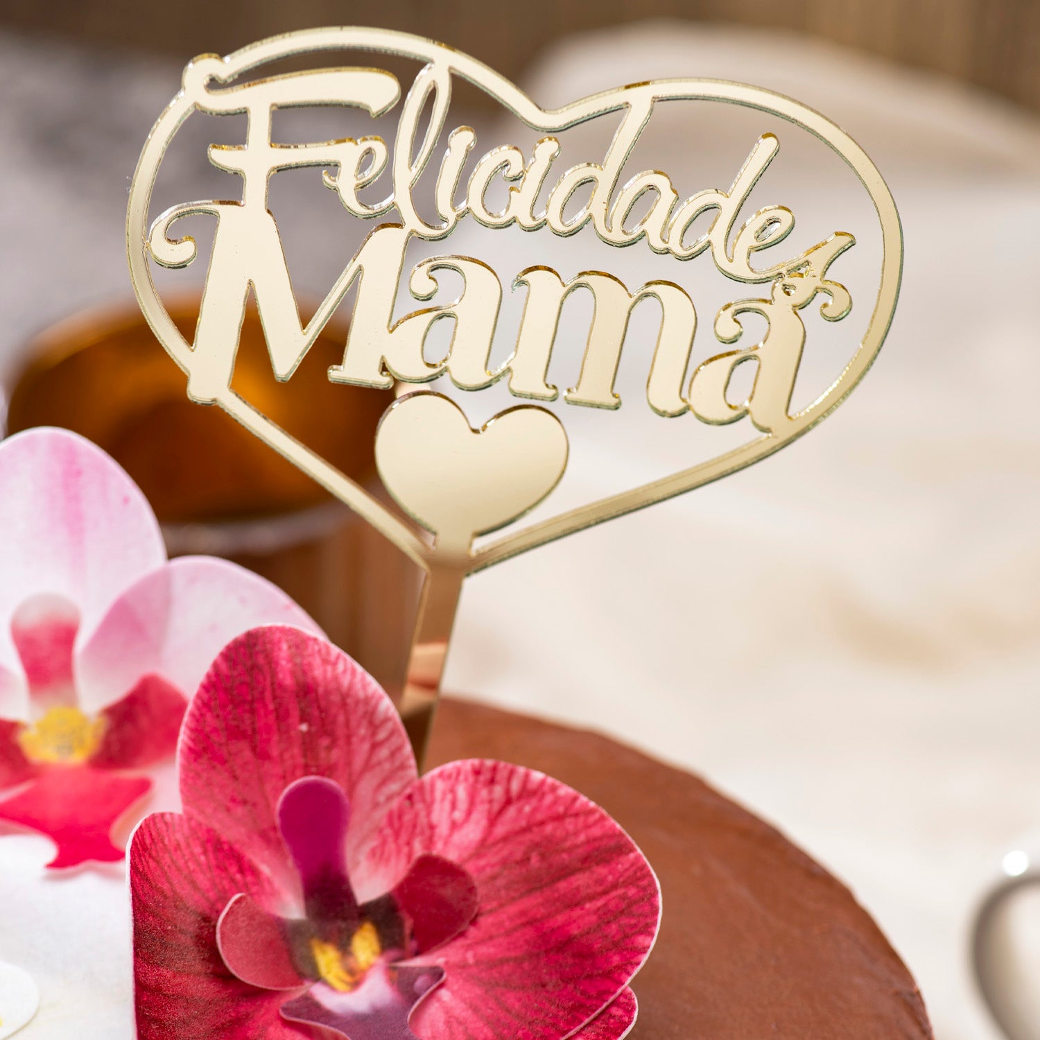 CAKE TOPPER FELICIDADES MAMA 14.3X10CM