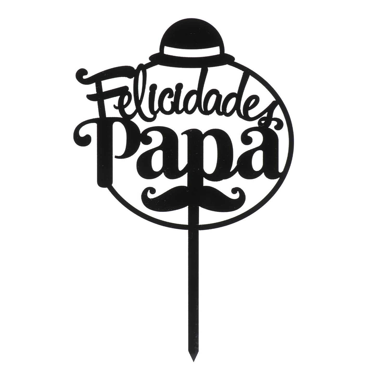 CAKE TOPPER FELICIDADES PAPA NOIR 15.6X10CM