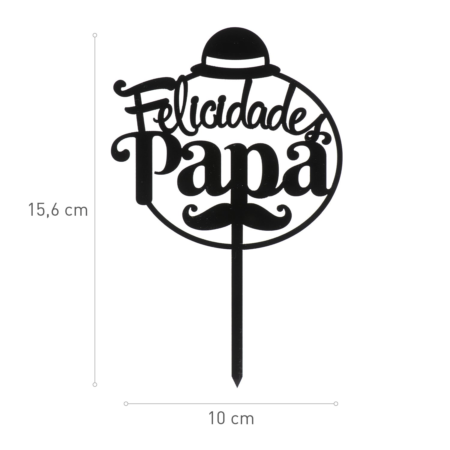 CAKE TOPPER FELICIDADES PAPA NOIR 15.6X10CM