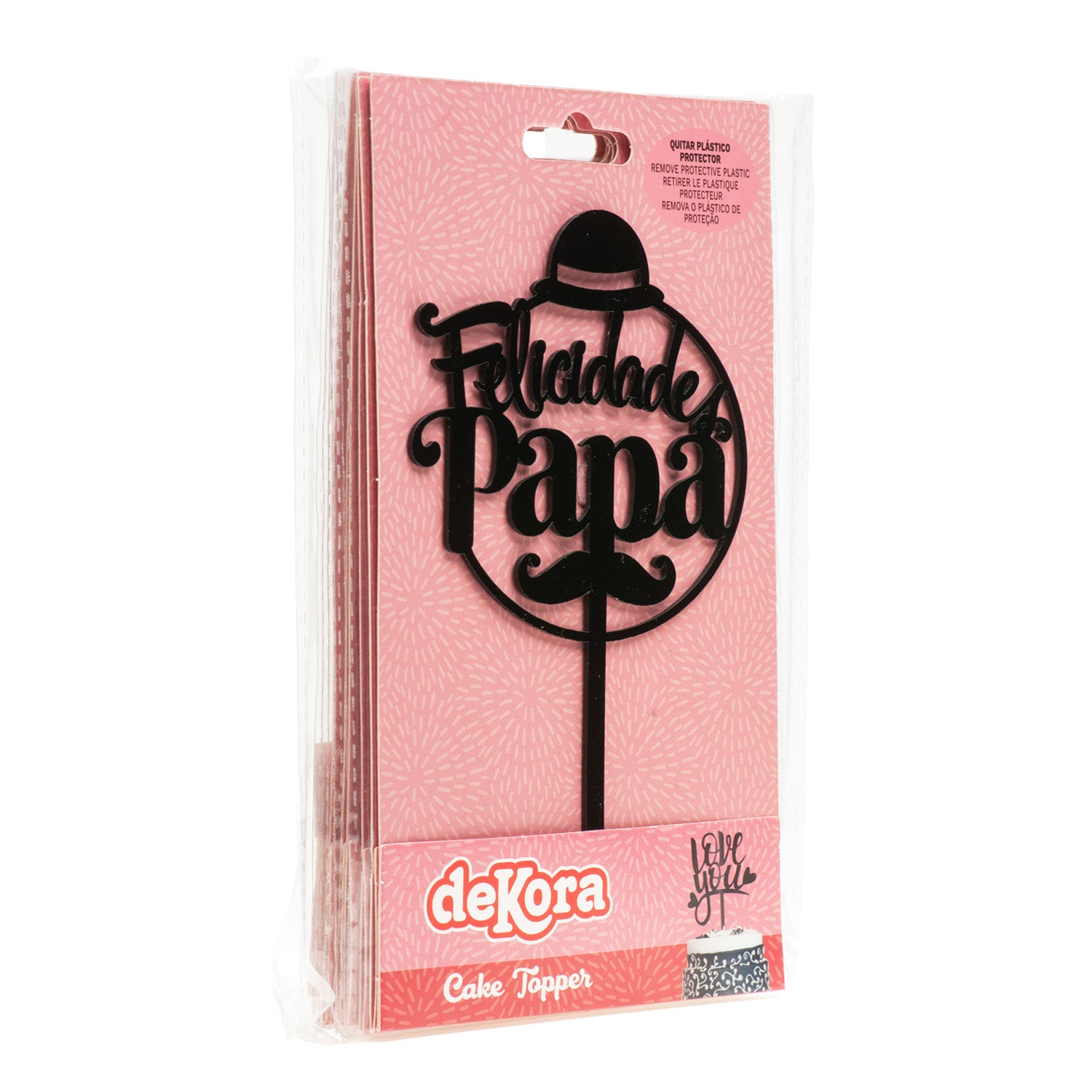 CAKE TOPPER FELICIDADES PAPA NOIR 15.6X10CM