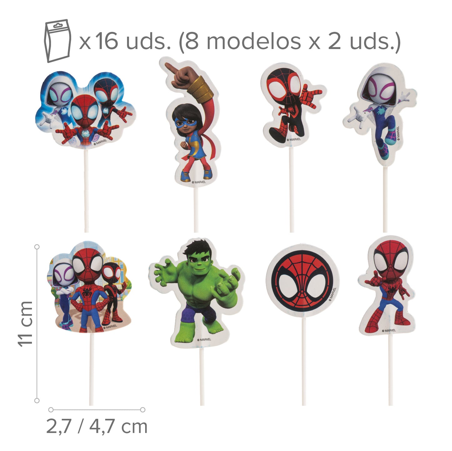 CAKE TOPPERS 8 DISEGNI SPIDEY 16 UNIT