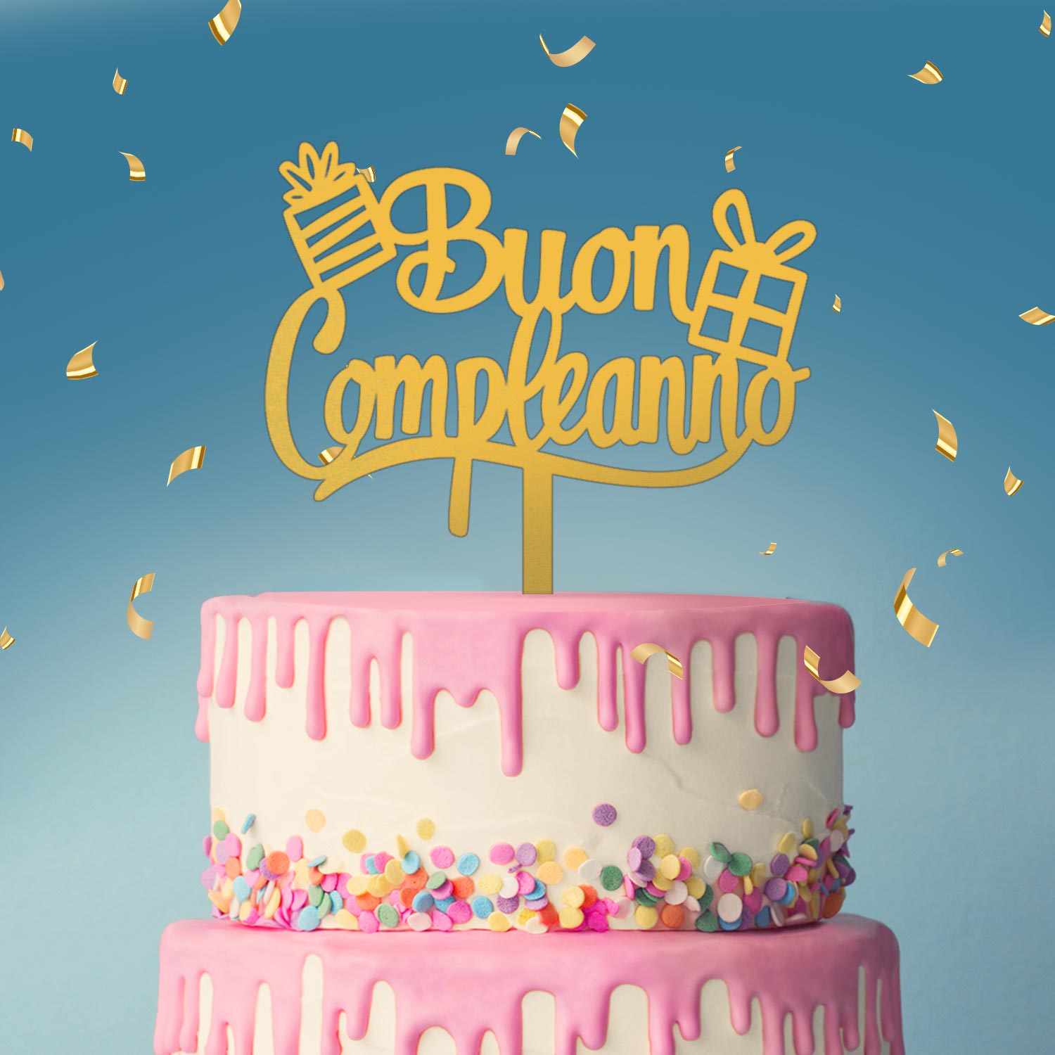 CAKE TOPPER BUON COMPLEANNO 11x14CM