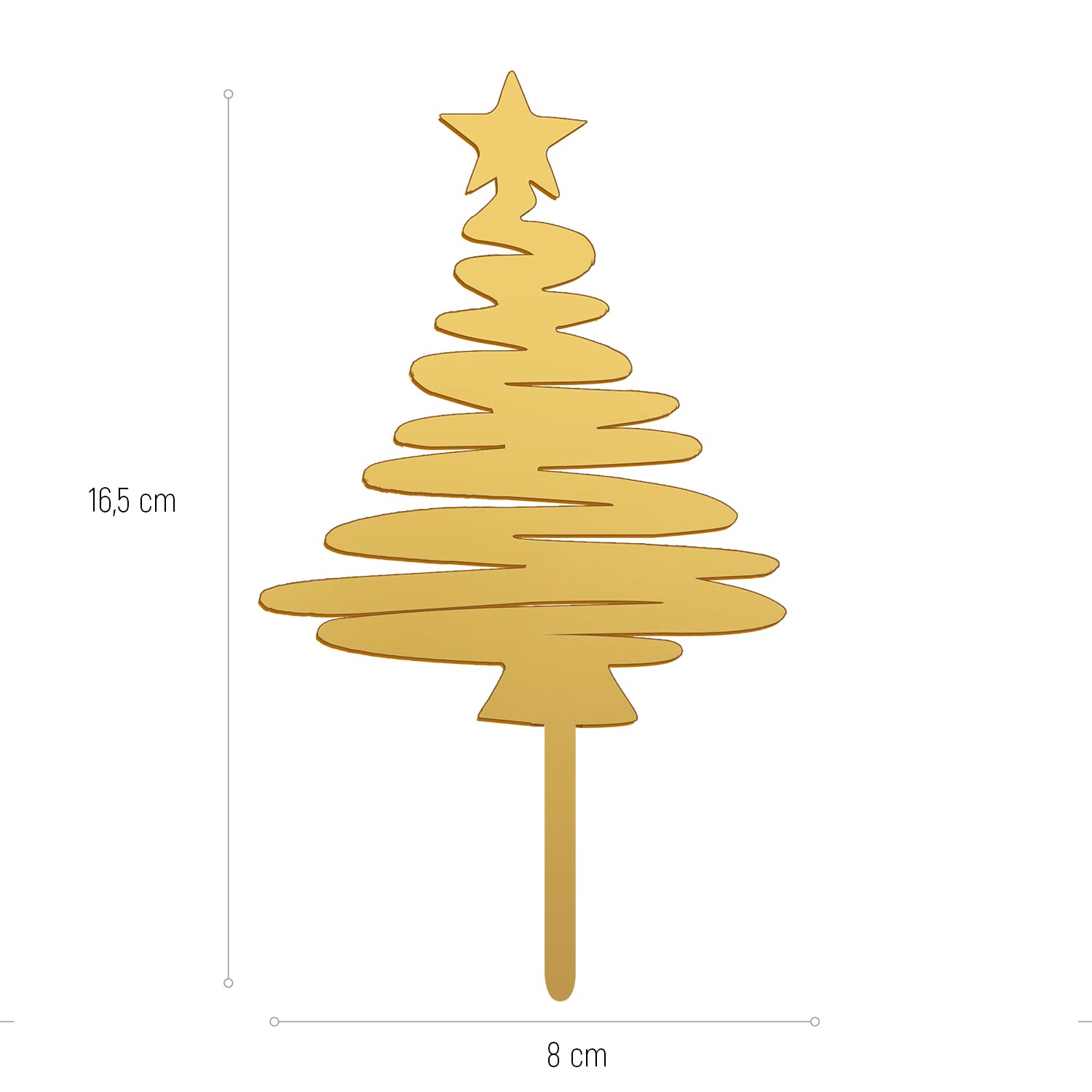 CHRISTMAS TREE CAKE TOPPER GOLD 16.5X8CM