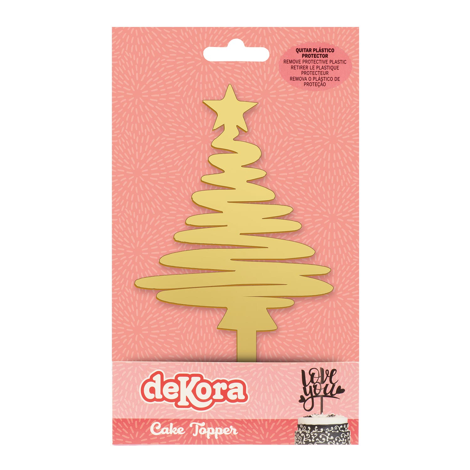 CHRISTMAS TREE CAKE TOPPER GOLD 16.5X8CM