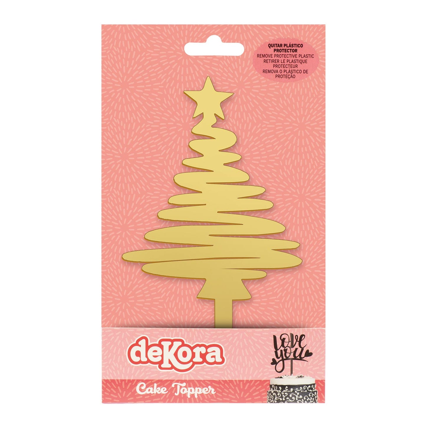 CHRISTMAS TREE CAKE TOPPER GOLD 16.5X8CM