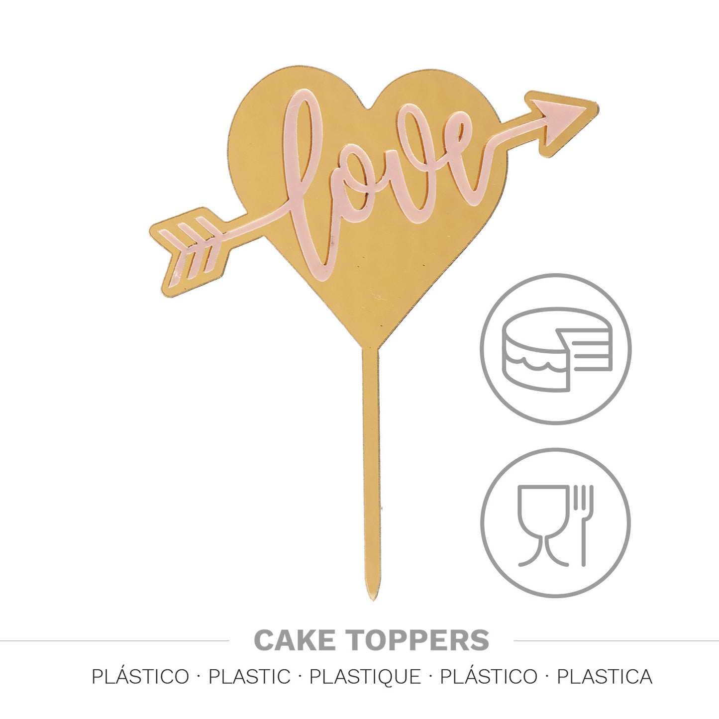 CAKE TOPPER LOVE ROSA 13X11CM
