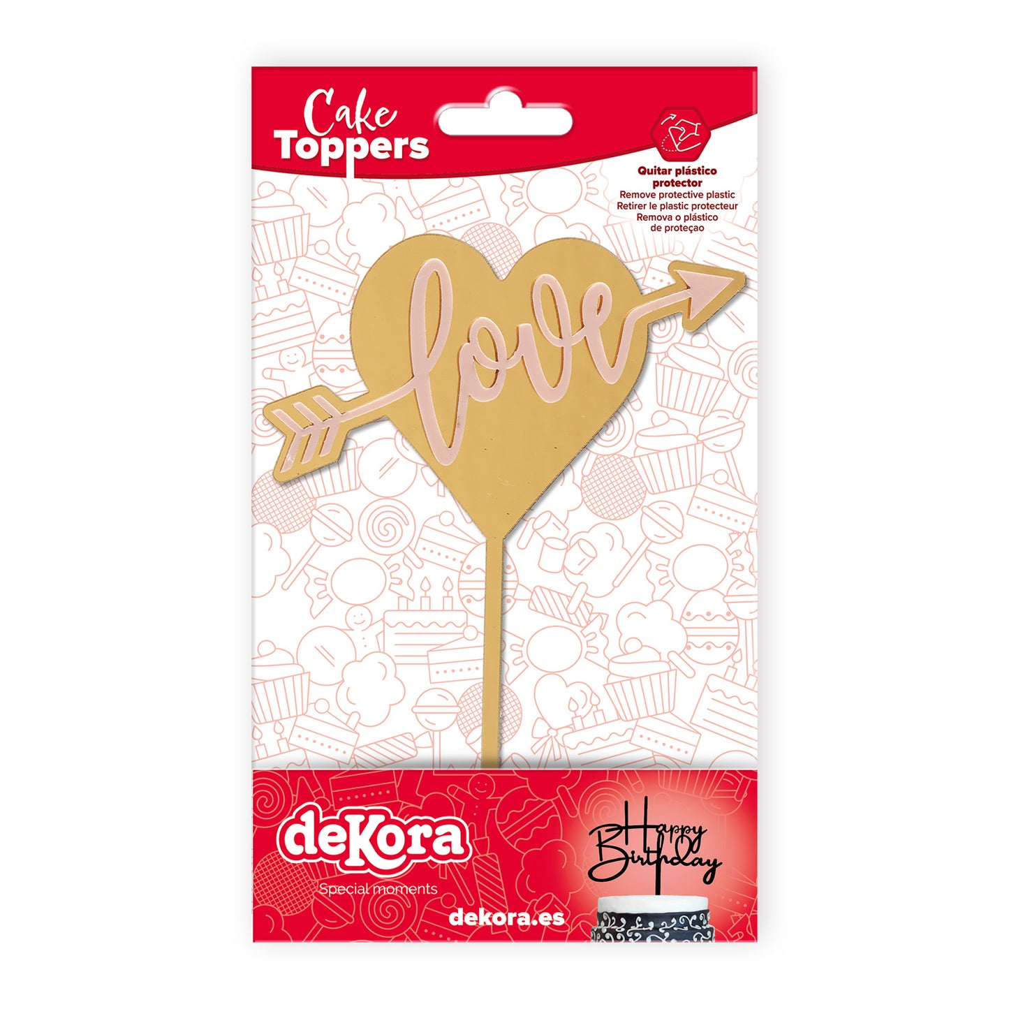 CAKE TOPPER LOVE ROSA 13X11CM