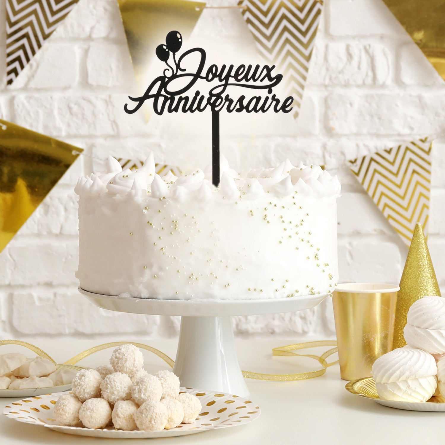 CAKE TOPPER JOYEUX ANNIVERSAIRE AVEC BALLONS