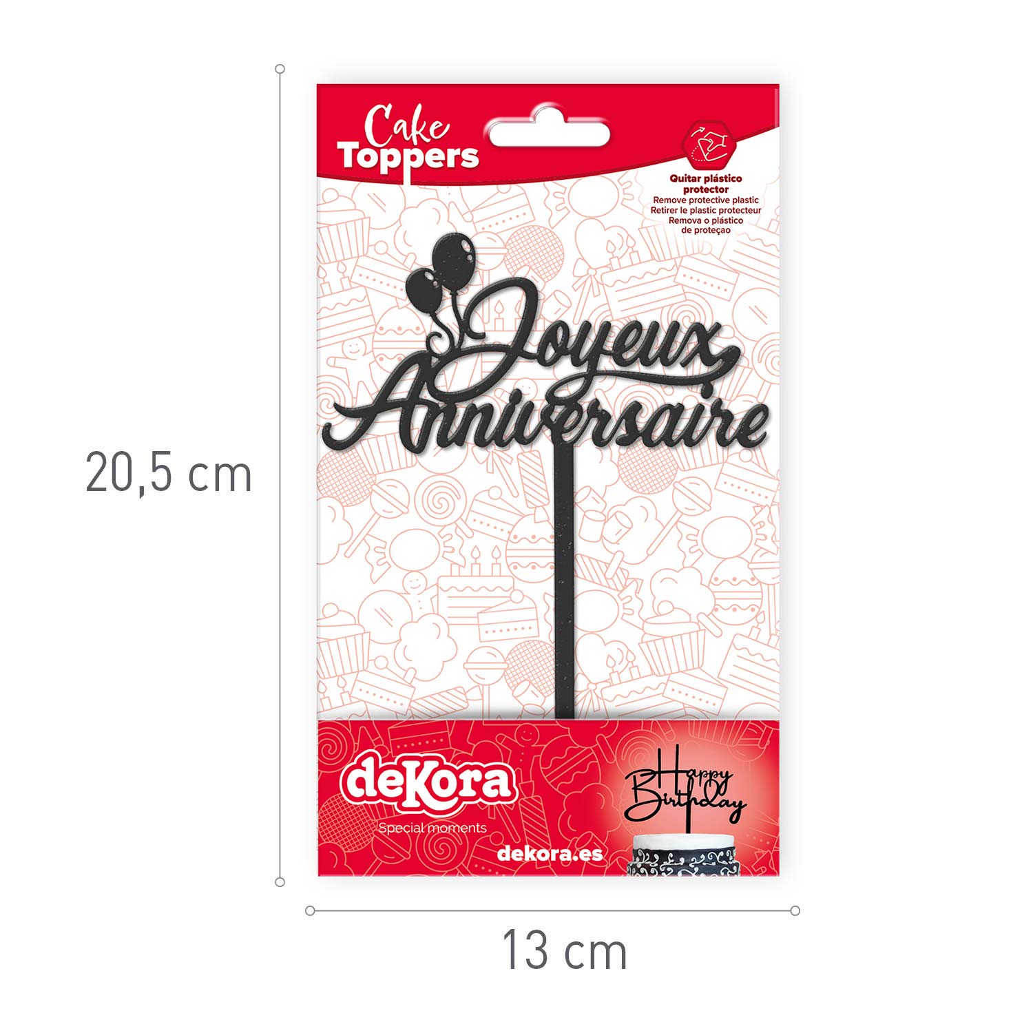 CAKE TOPPER JOYEUX ANNIVERSAIRE AVEC BALLONS