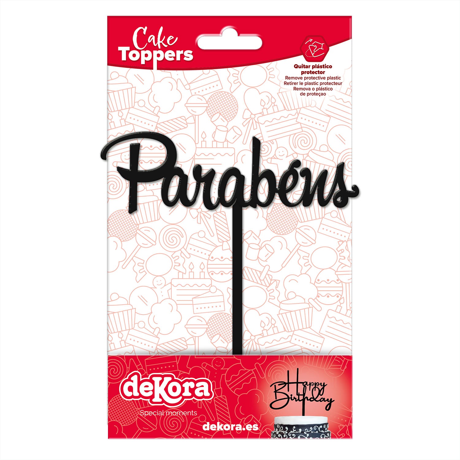 CAKE TOPPER PARABENS NERO 11 X 14 CM