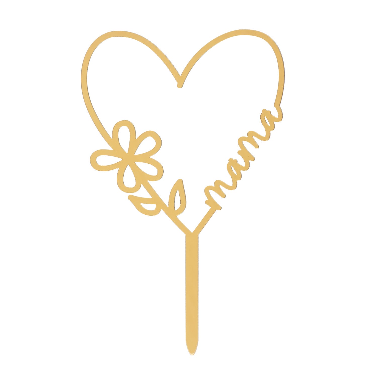 MOM GOLD HEART CAKE TOPPER 16X11CM