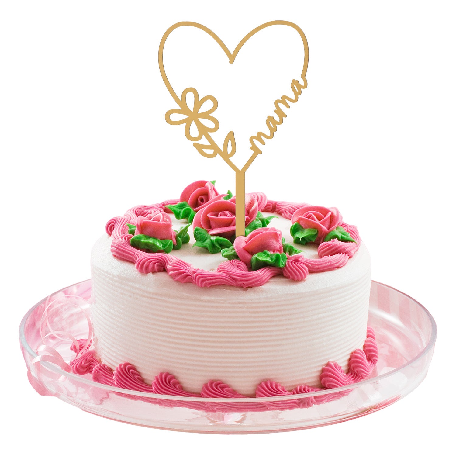 MOM GOLD HEART CAKE TOPPER 16X11CM