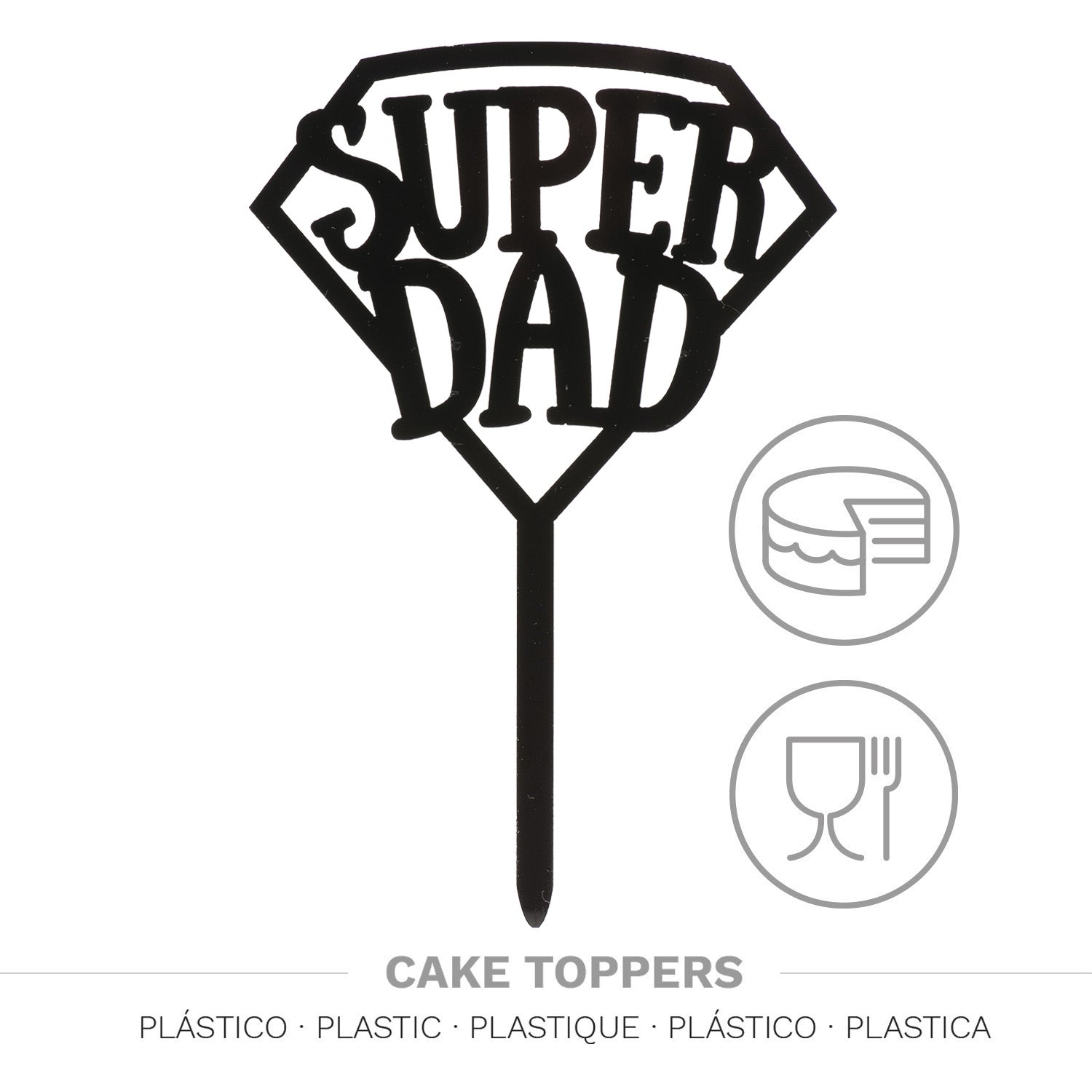 CAKE TOPPER SUPER DAD 15X10CM