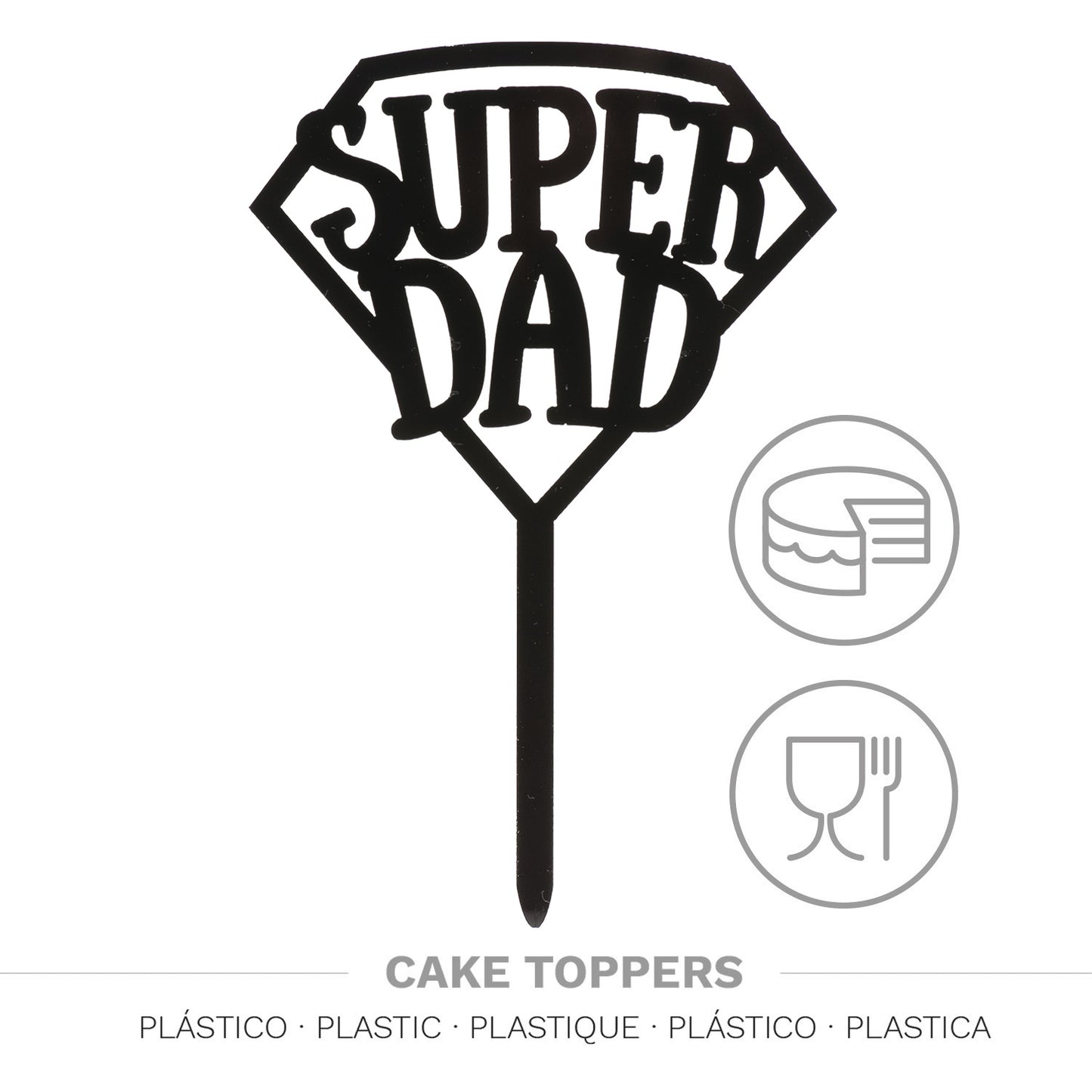 CAKE TOPPER SUPER DAD 15X10CM