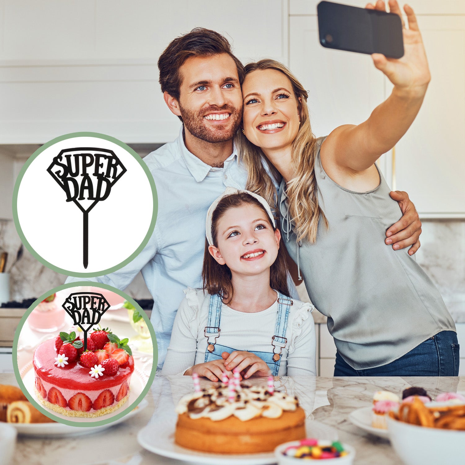 CAKE TOPPER SUPER DAD 15X10CM