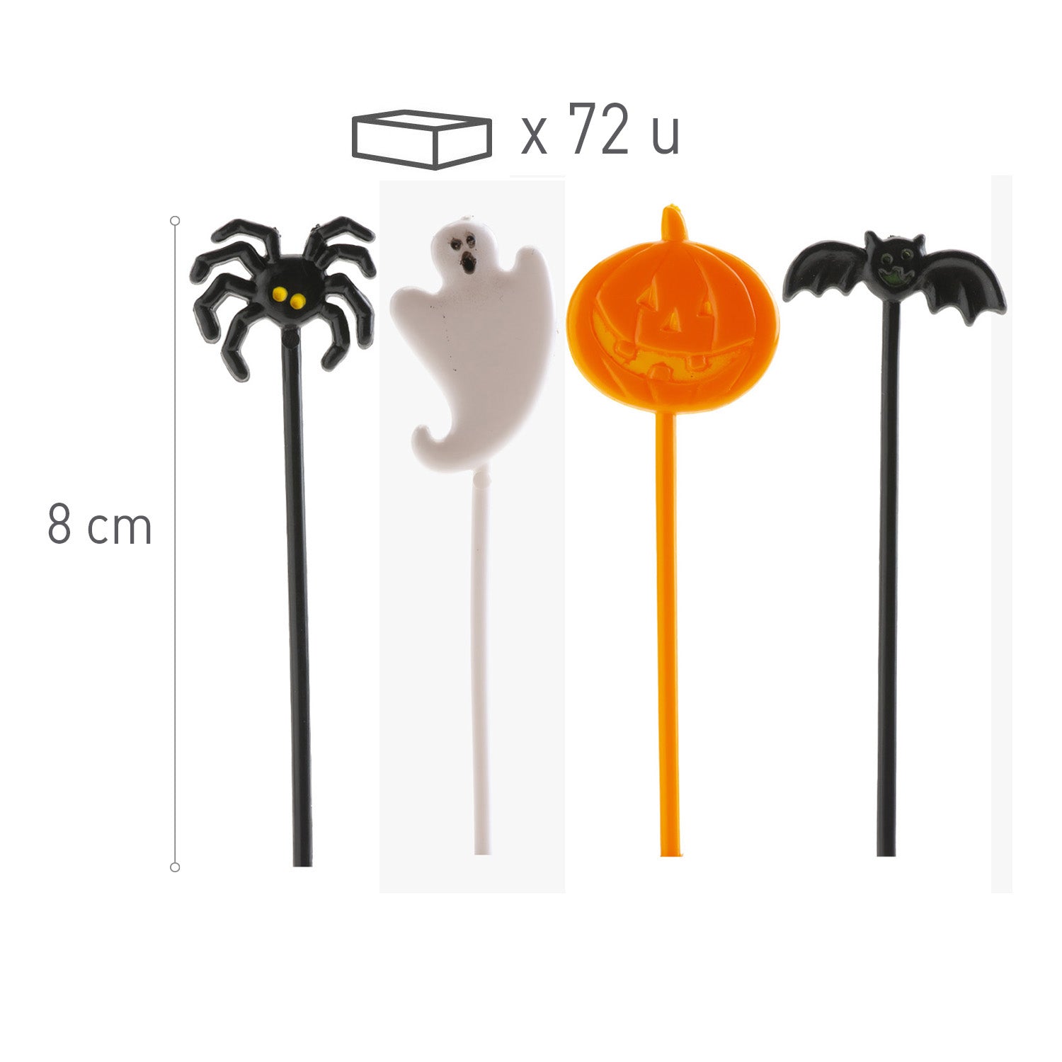 ASSORTED PLASTIC HALLOWEEN CAKE TOPPER 2.5X8CM