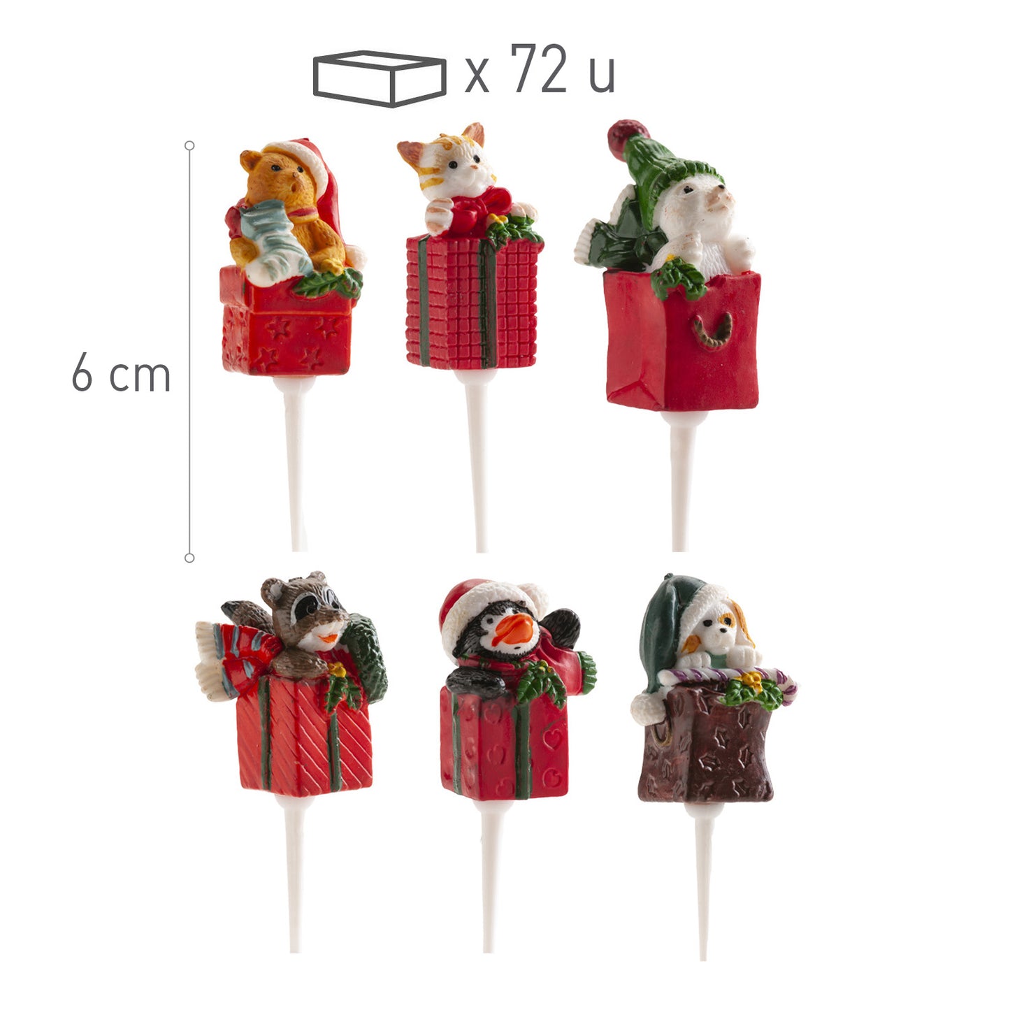 FIGURAS DE PLÁSTICO PRESENTES E ANIMAIS 1.5X6CM