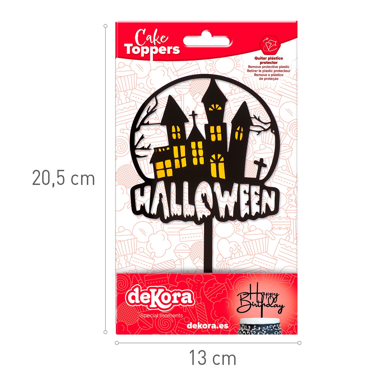 CAKE TOPPER HALLOWEEN ENCHANTED HOUSE 2 COLOURS 15.5X9.5CM