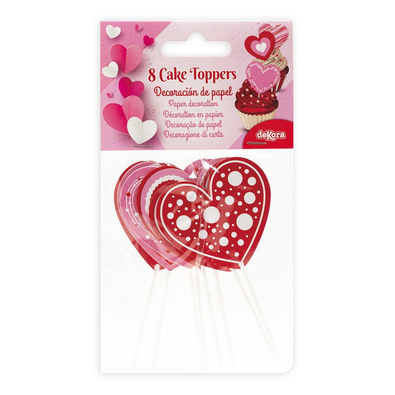 PAPER CAKE TOPPERS HEARTS 4 MODELS 8 UNITS