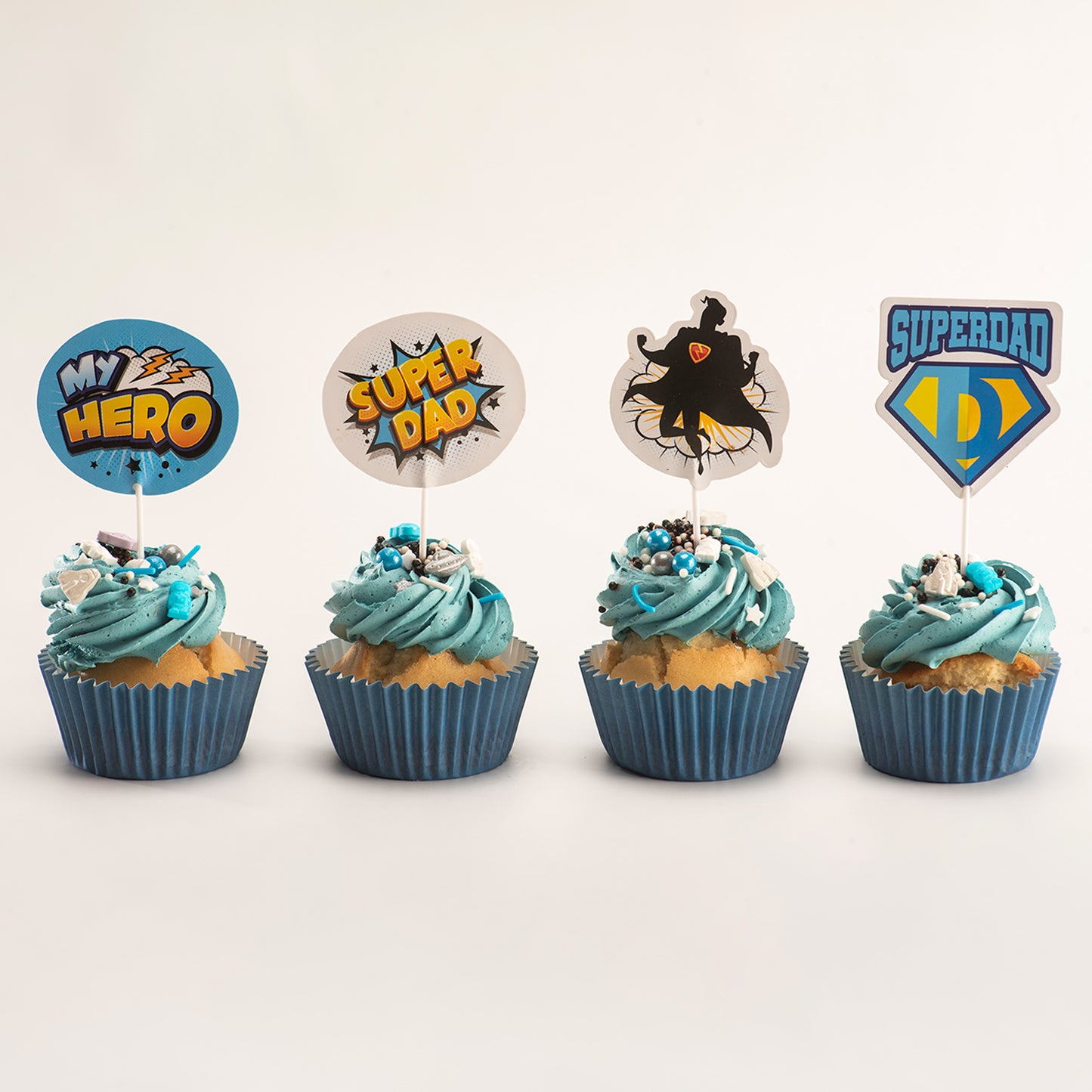  CAKE TOPPERS IN CARTA SUPERDAD 4 MODELLI 8 UNITÀ