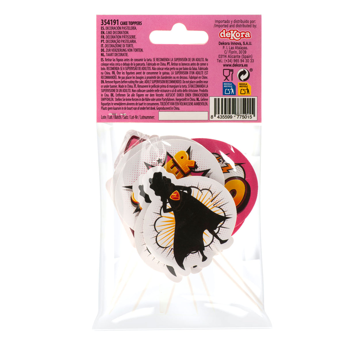CAKE TOPPER PAPEL SUPERMOM 4 MODELOS 8 UNIDADES