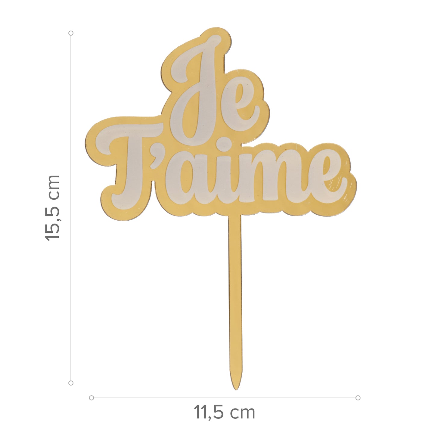 CAKE TOPPER JE T'AIME DOURADO 11,5X15,5CM