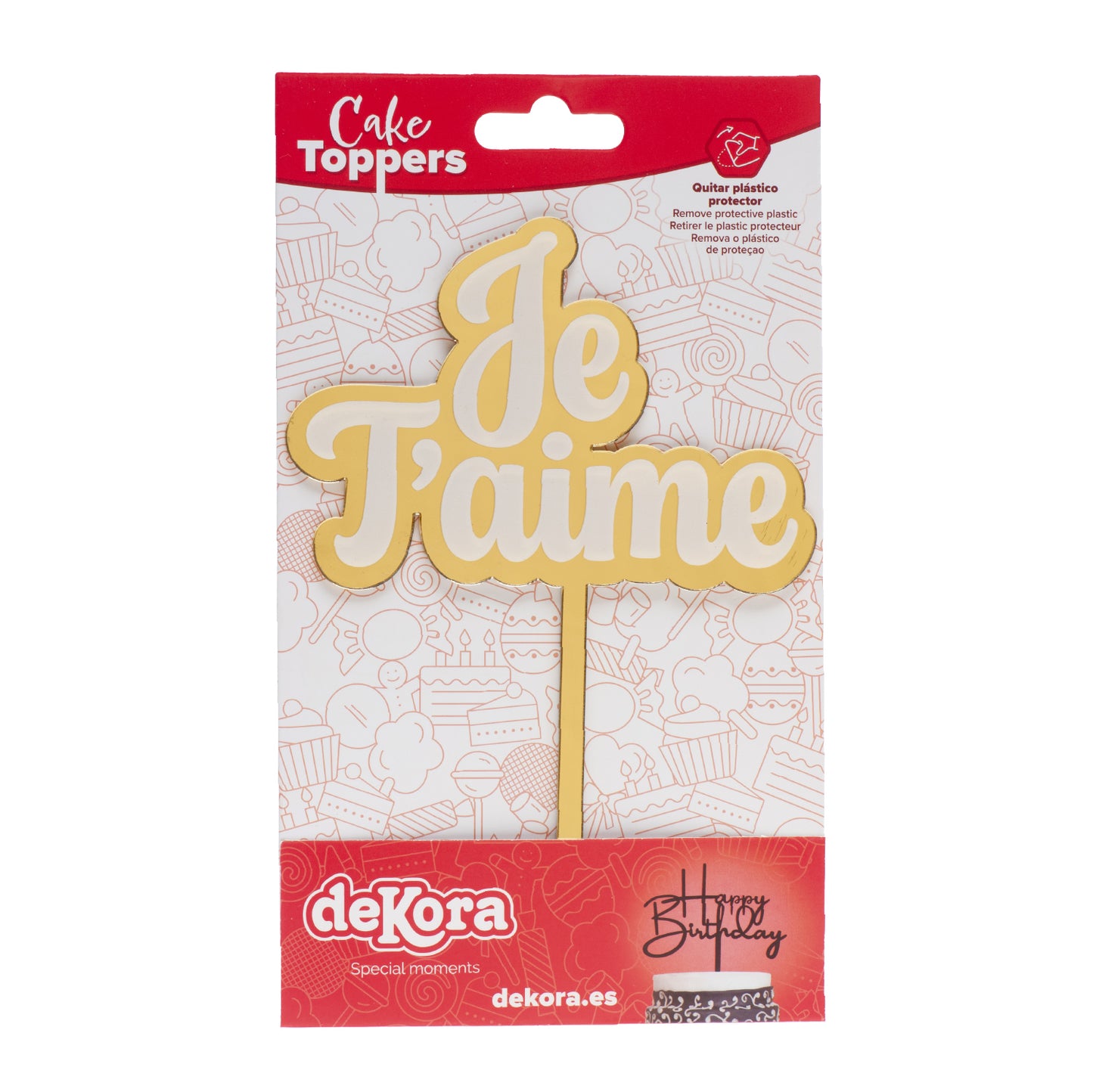 CAKE TOPPER JE T'AIME DORATO 11,5X15,5CM