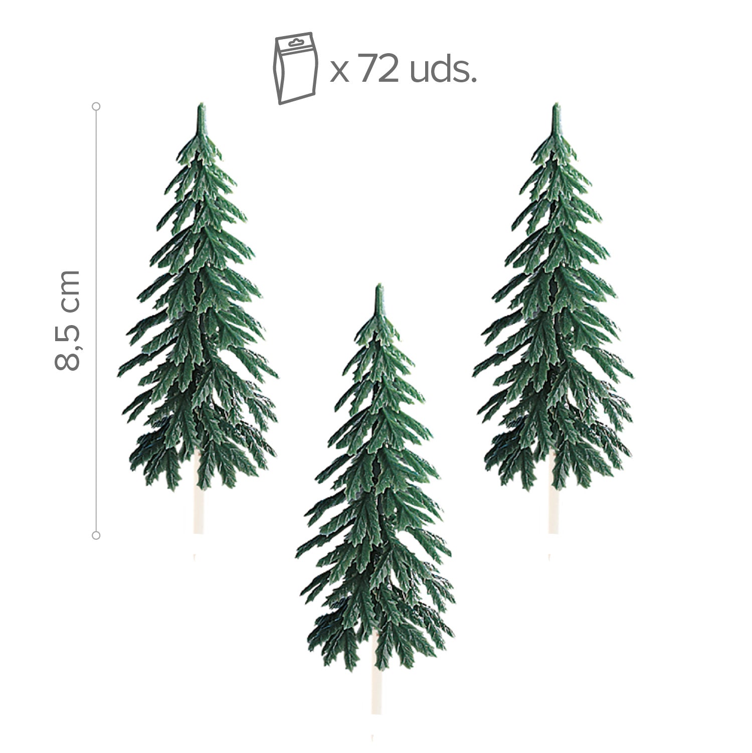 CAKE TOPPER SAPIN VERT EN PLASTIQUE 8,5 CM 72UNITÉS
