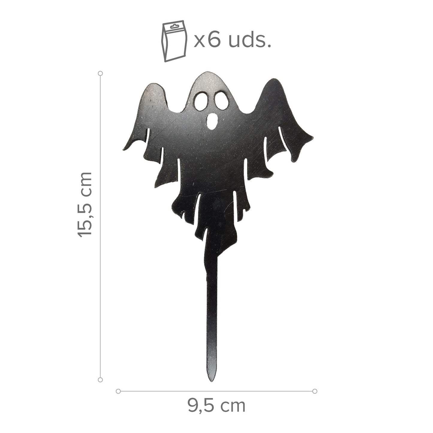  TOPO DE BOLO FANTASMA PRETO 9.5X15.5CM