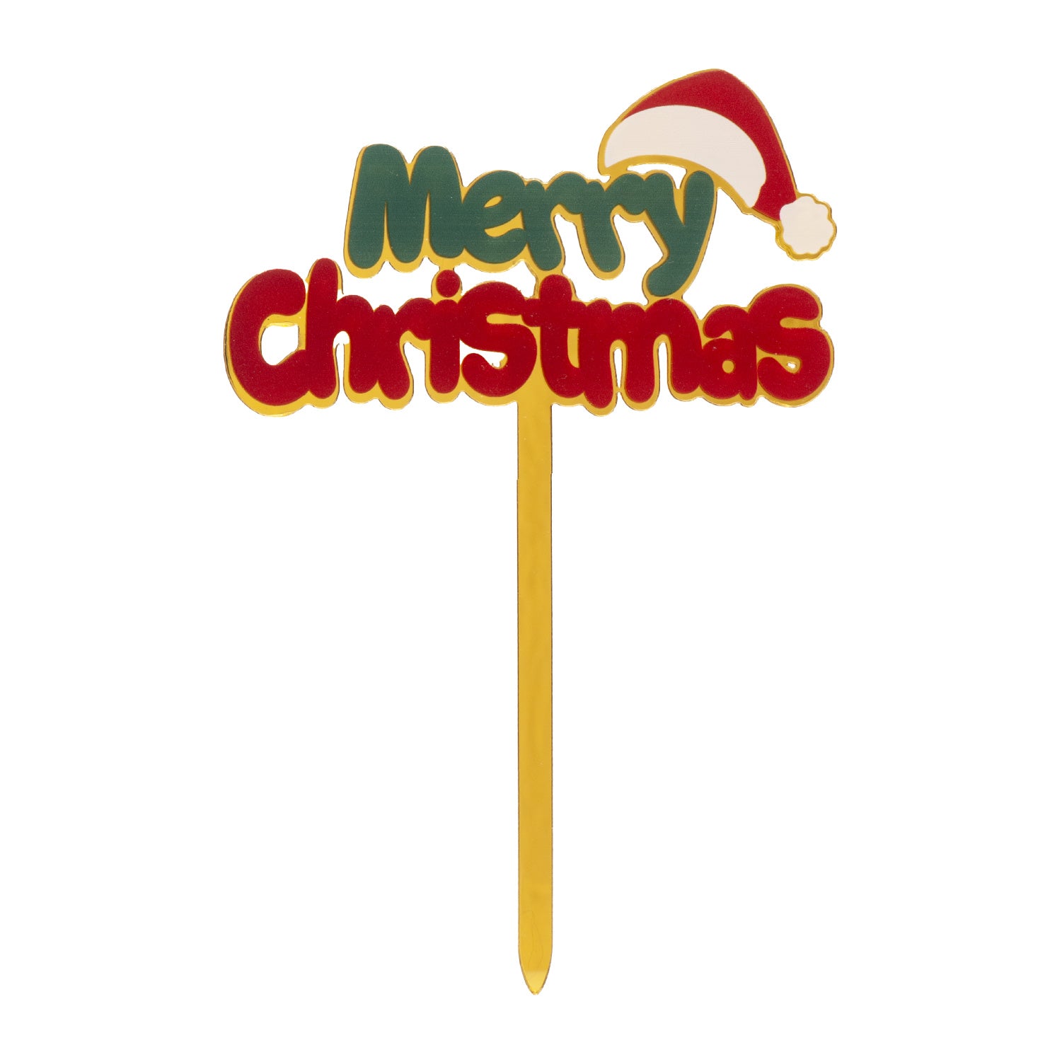 CAKE TOPPER MERRY CHRISTMAS GORRO NAVIDAD DORARO 10X15MM