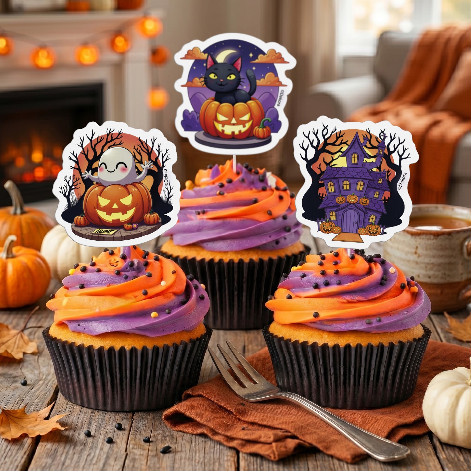 DECORAZIONE PER TORTA IN CARTA HALLOWEEN 8 MODELLI 6X9CM 48