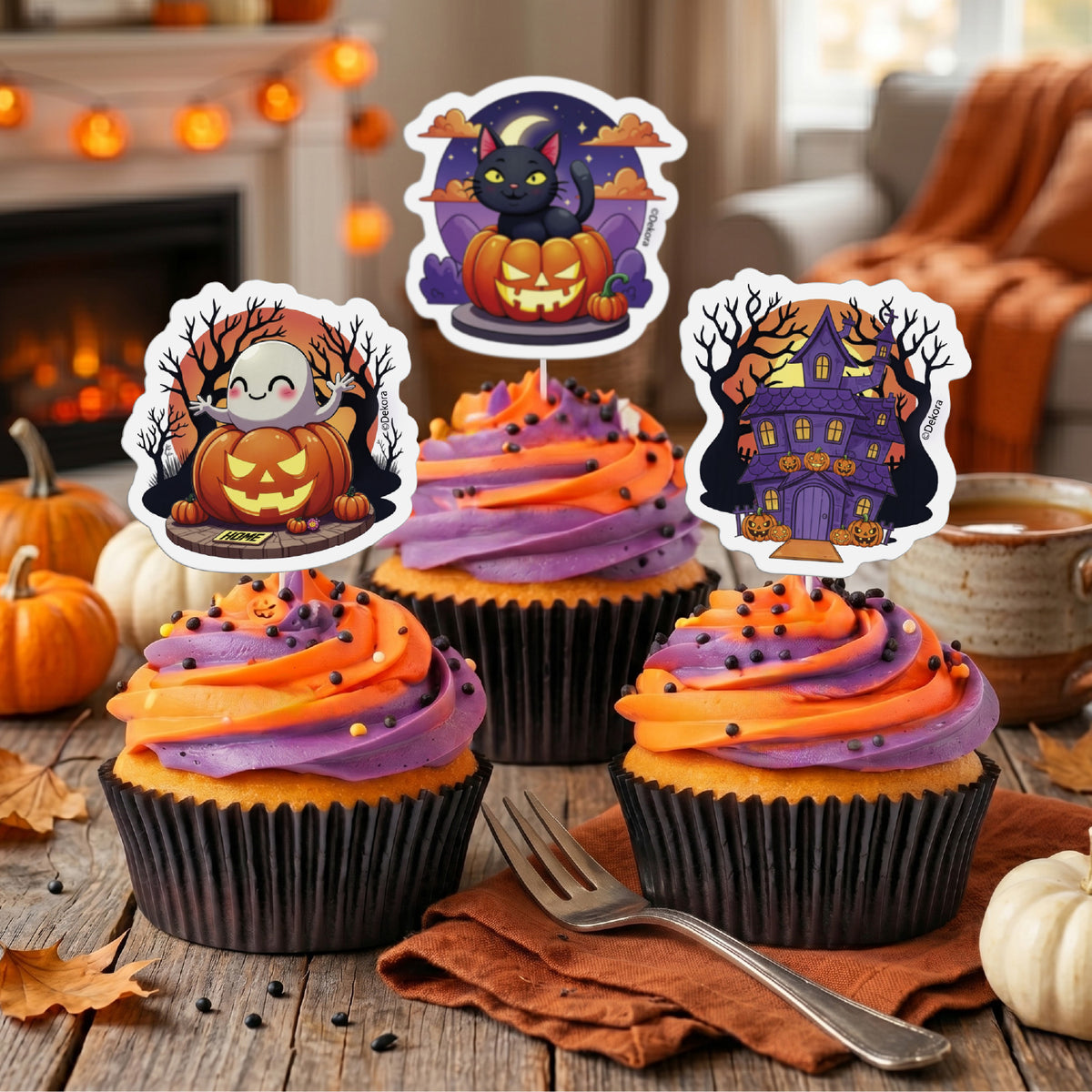 DECORAZIONE PER TORTA IN CARTA HALLOWEEN 8 MODELLI 6X9CM 48