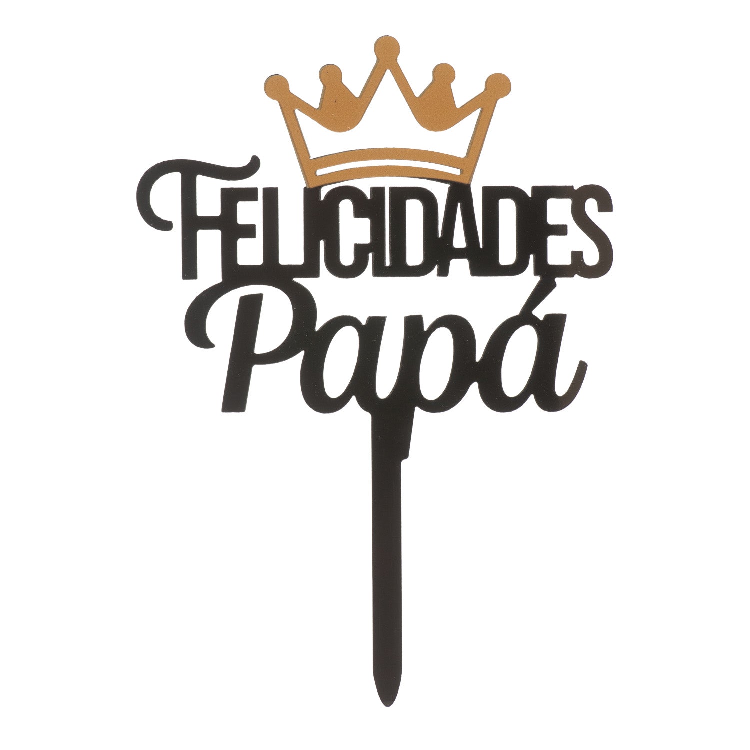 CAKE TOPPER AUGURI PAPÀ CORONA NERO11X15,5CM