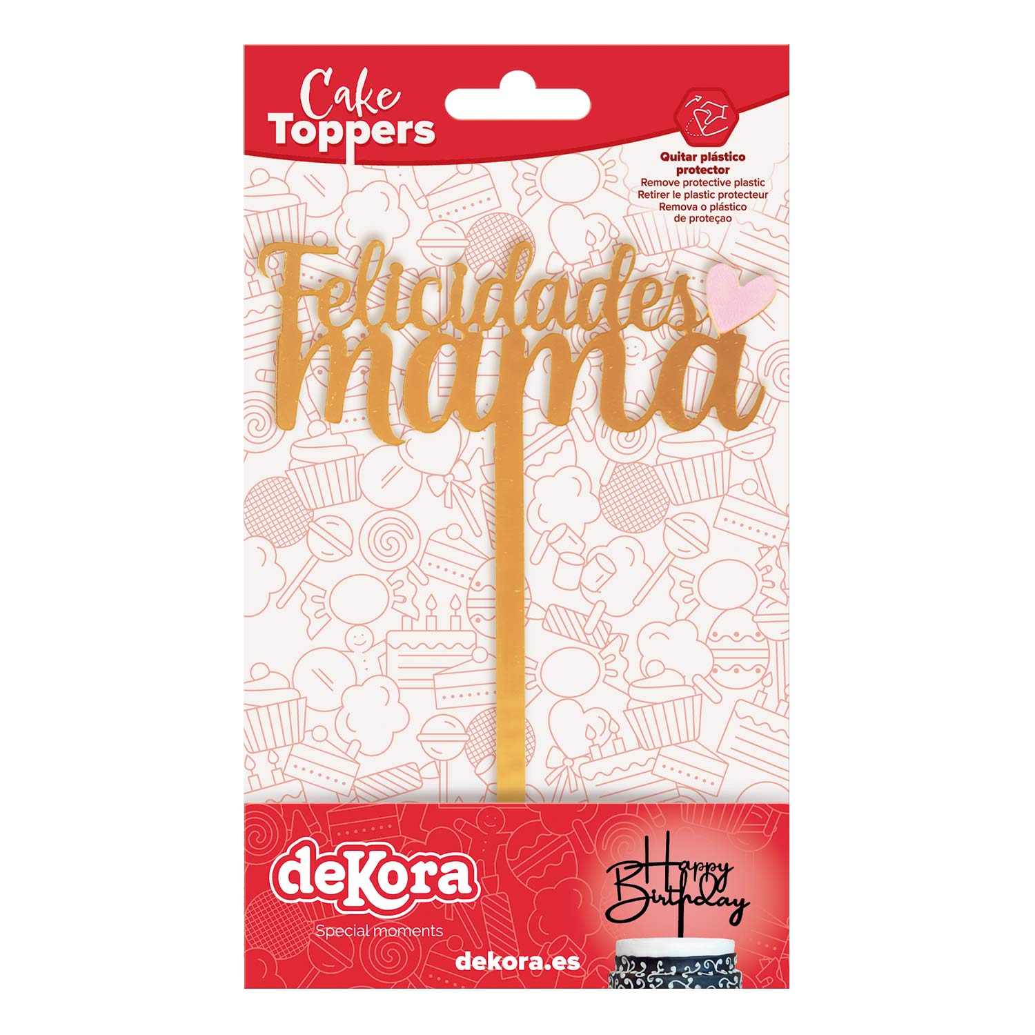 CAKE TOPPER FÉLICITATIONS MAMAN CŒUR DORÉ 11X14,5CM