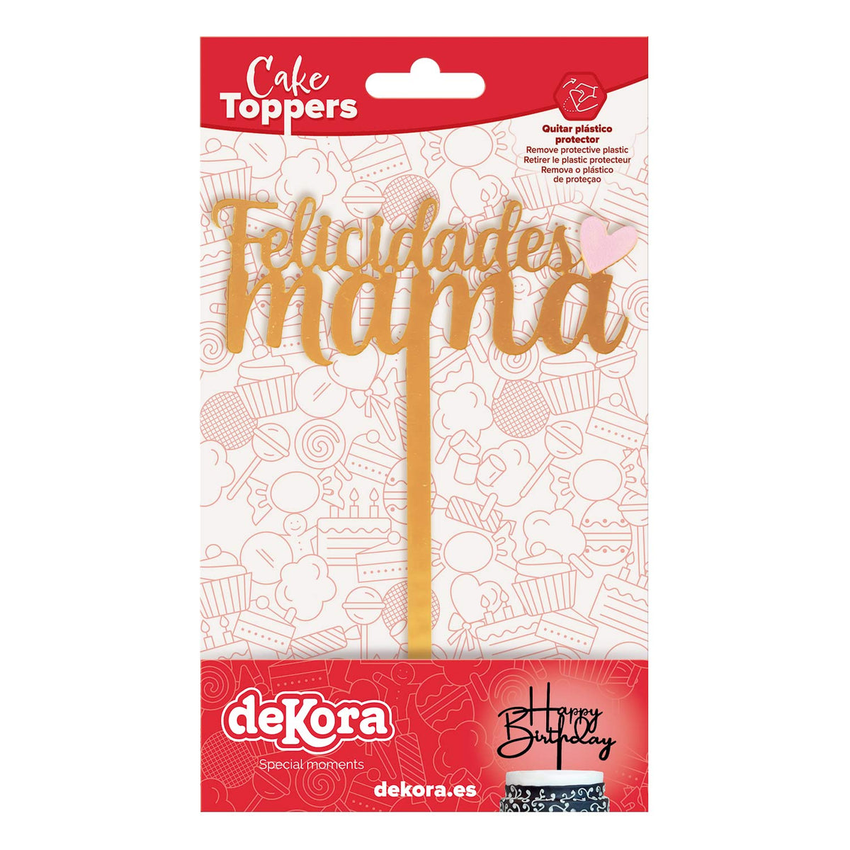 CAKE TOPPER FÉLICITATIONS MAMAN CŒUR DORÉ 11X14,5CM