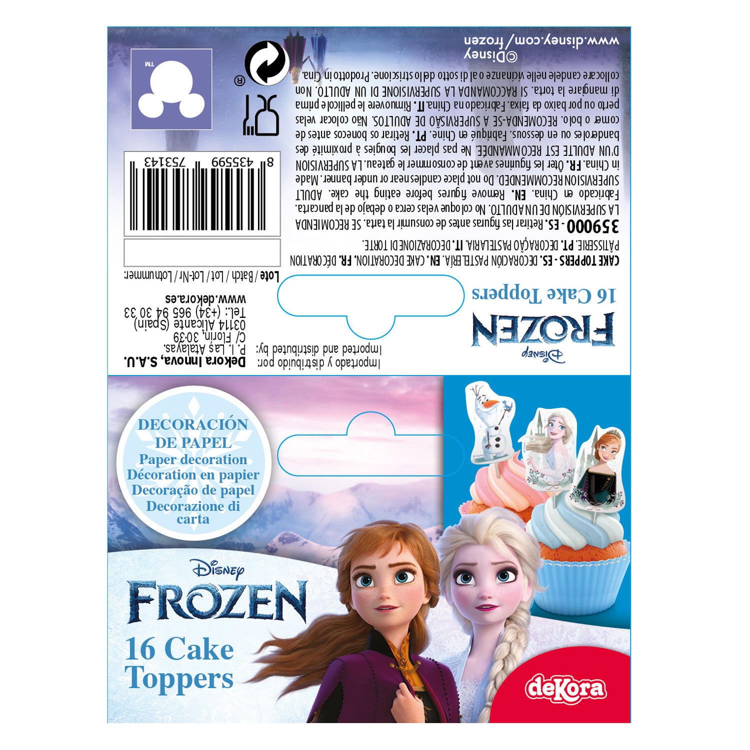 CAKE TOPPERS PAPEL FROZEN 8 MODELOS 16 UNIDADES