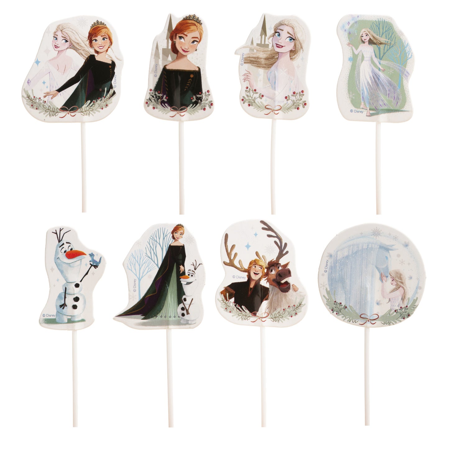 CAKE TOPPERS PAPEL FROZEN 8 MODELOS 16 UNIDADES