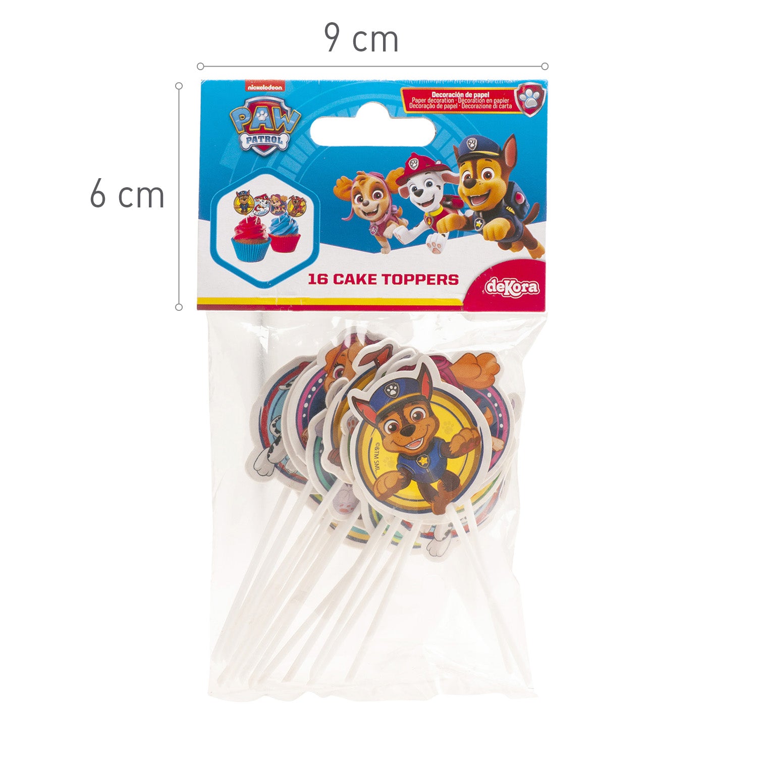 CAKE TOPPER PAPEL PAW PATROL  8 MODELOS 16 UNIDADES