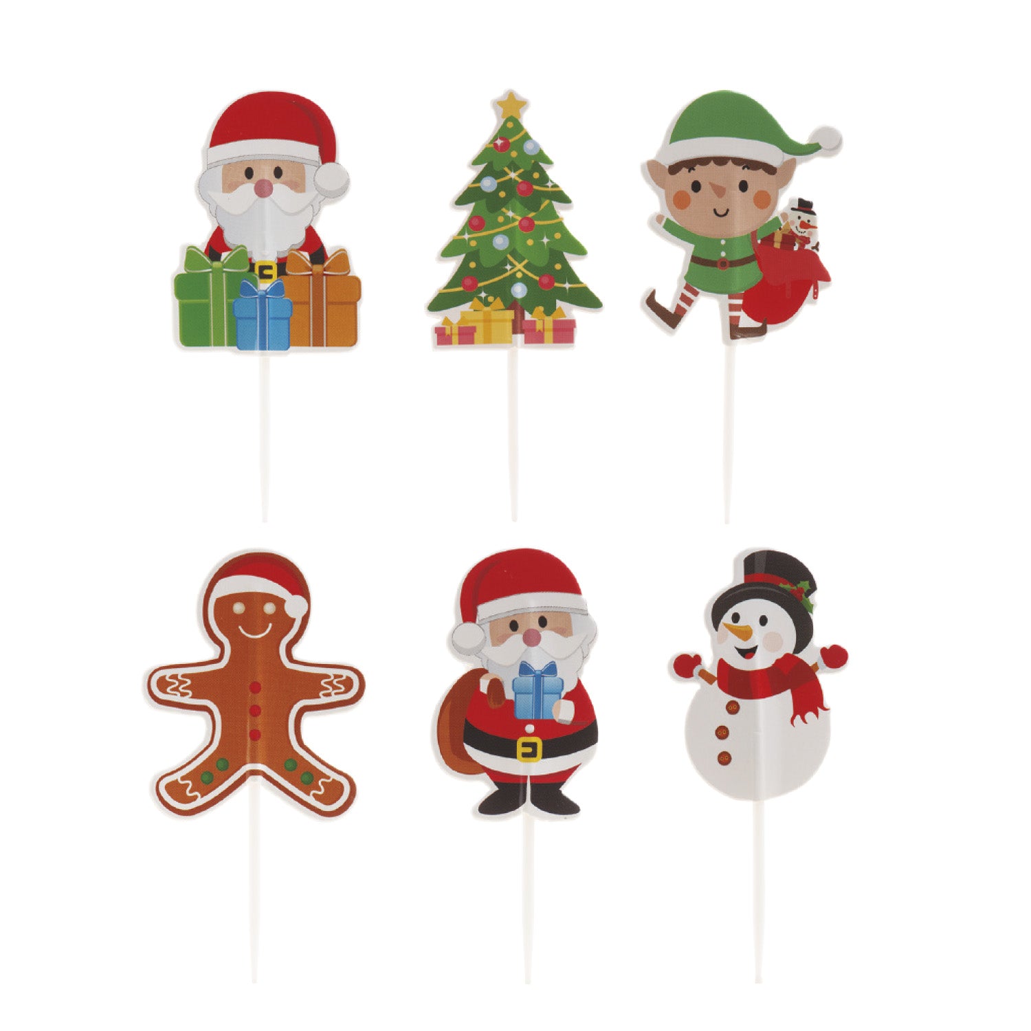 CAKE TOPPERS PAPEL NATAL 6 MODELOS 30 UNIDADES