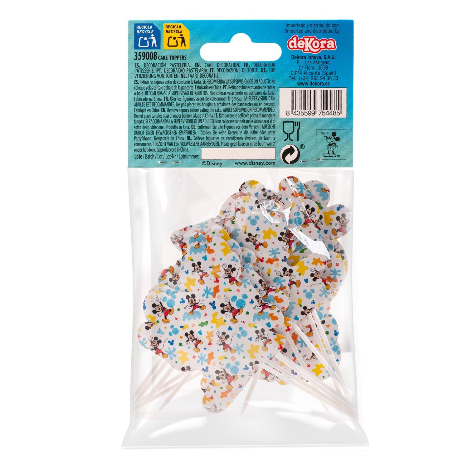 CAKE TOPPERS MICKEY MOUSE PAPER 8 MODELS 16 UNITS