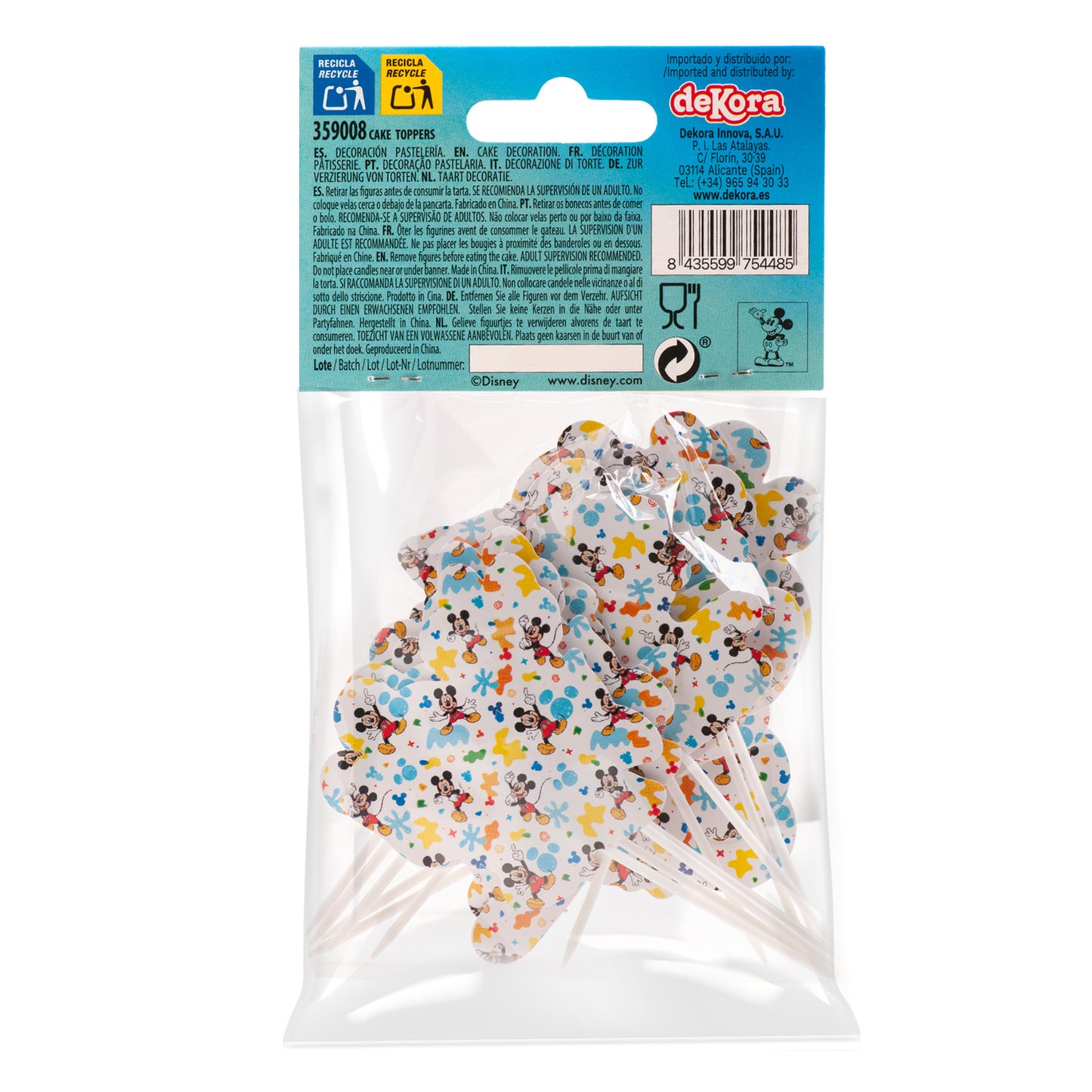 CAKE TOPPERS MICKEY MOUSE PAPER 8 MODELS 16 UNITS
