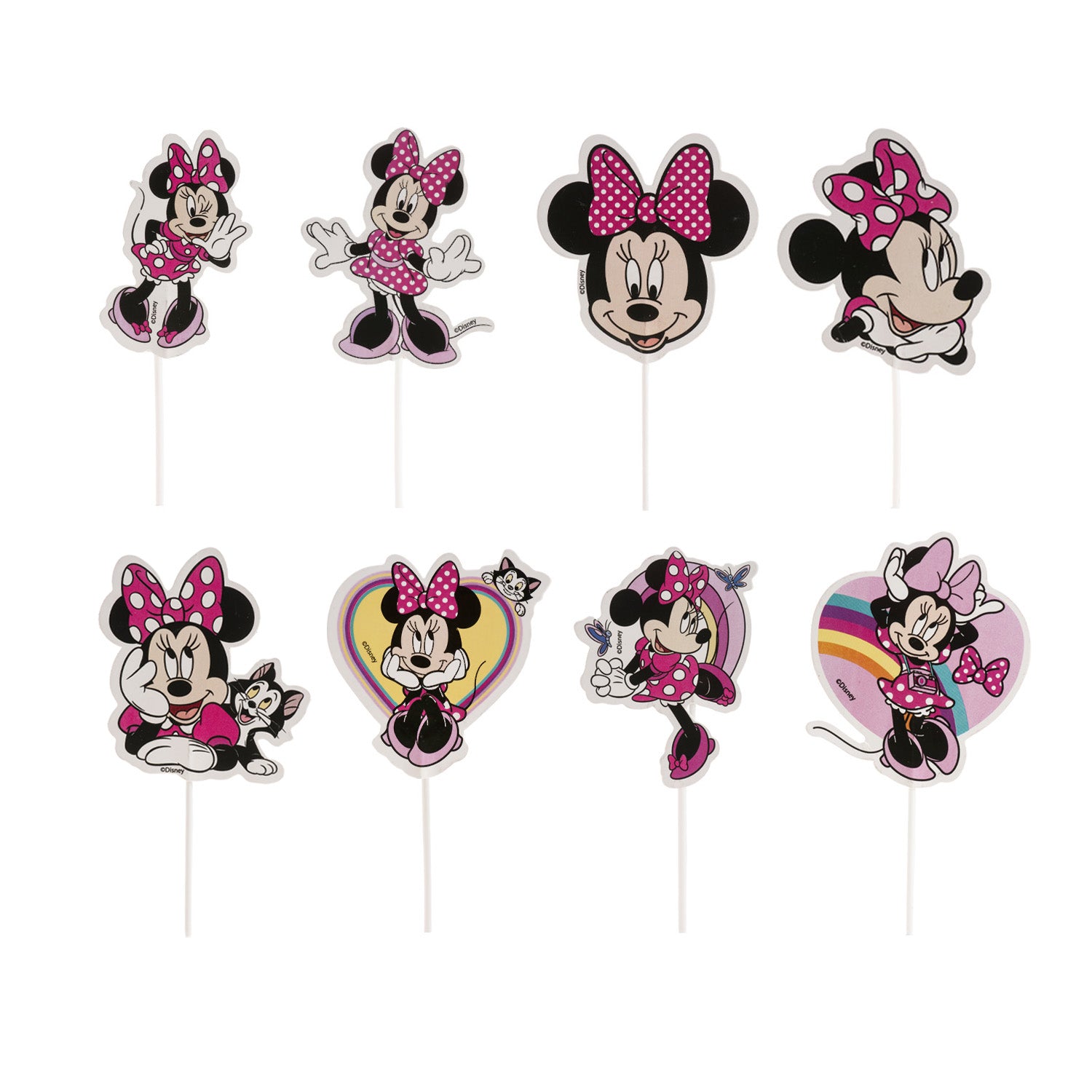CAKE TOPPER PAPEL MINNIE MOUSE 8 MODELOS 16 UNIDADES