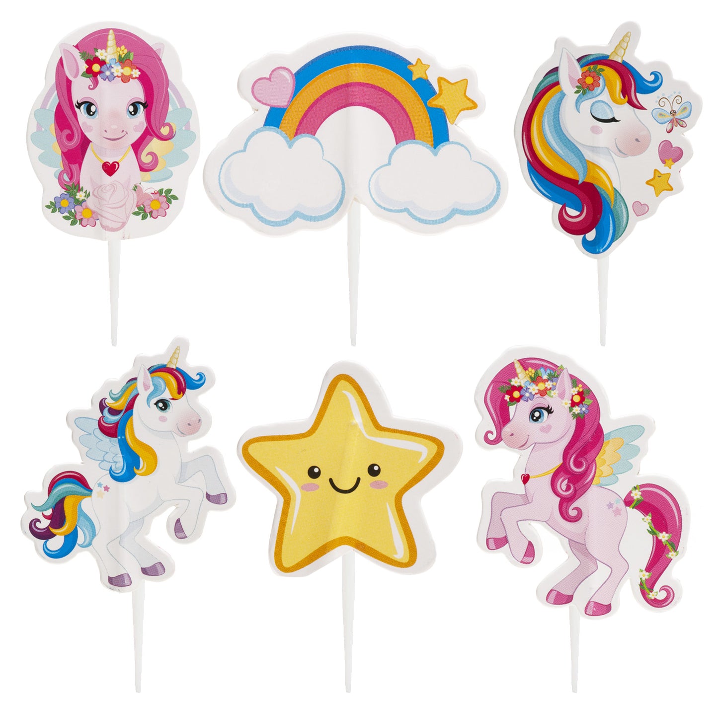 CAKE TOPPERS PAPEL TESIA UNICORNIO 6 MODELOS 30 UNIDADES