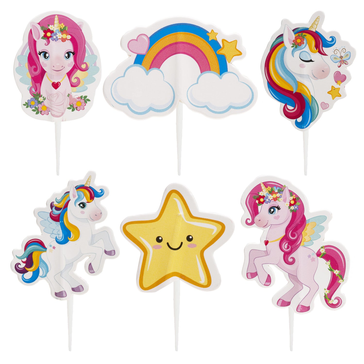 CAKE TOPPERS PAPER TESIA UNICORN 6 MODELS 30 UNITS