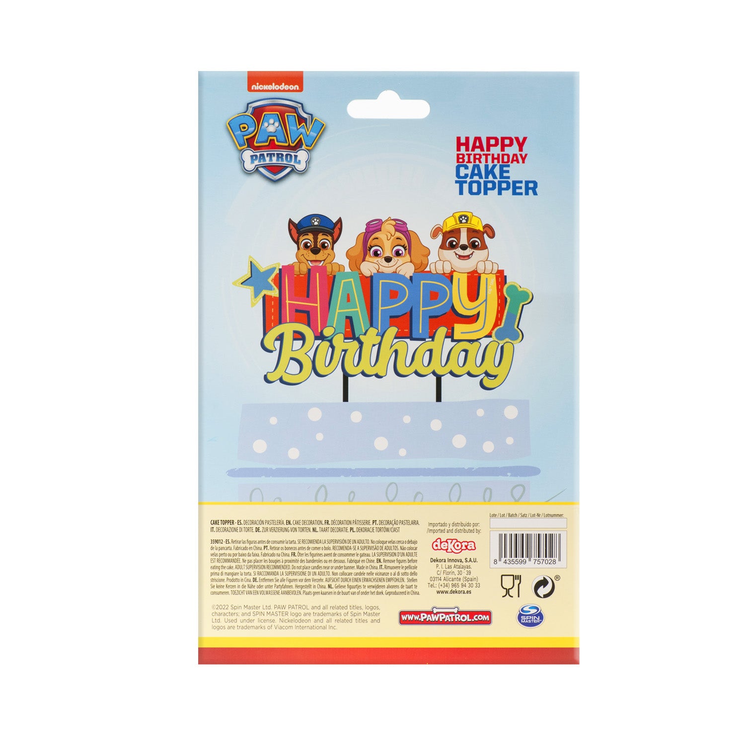 CAKE TOPPERS DI CARTA PAW PATROL 17.5X15CM