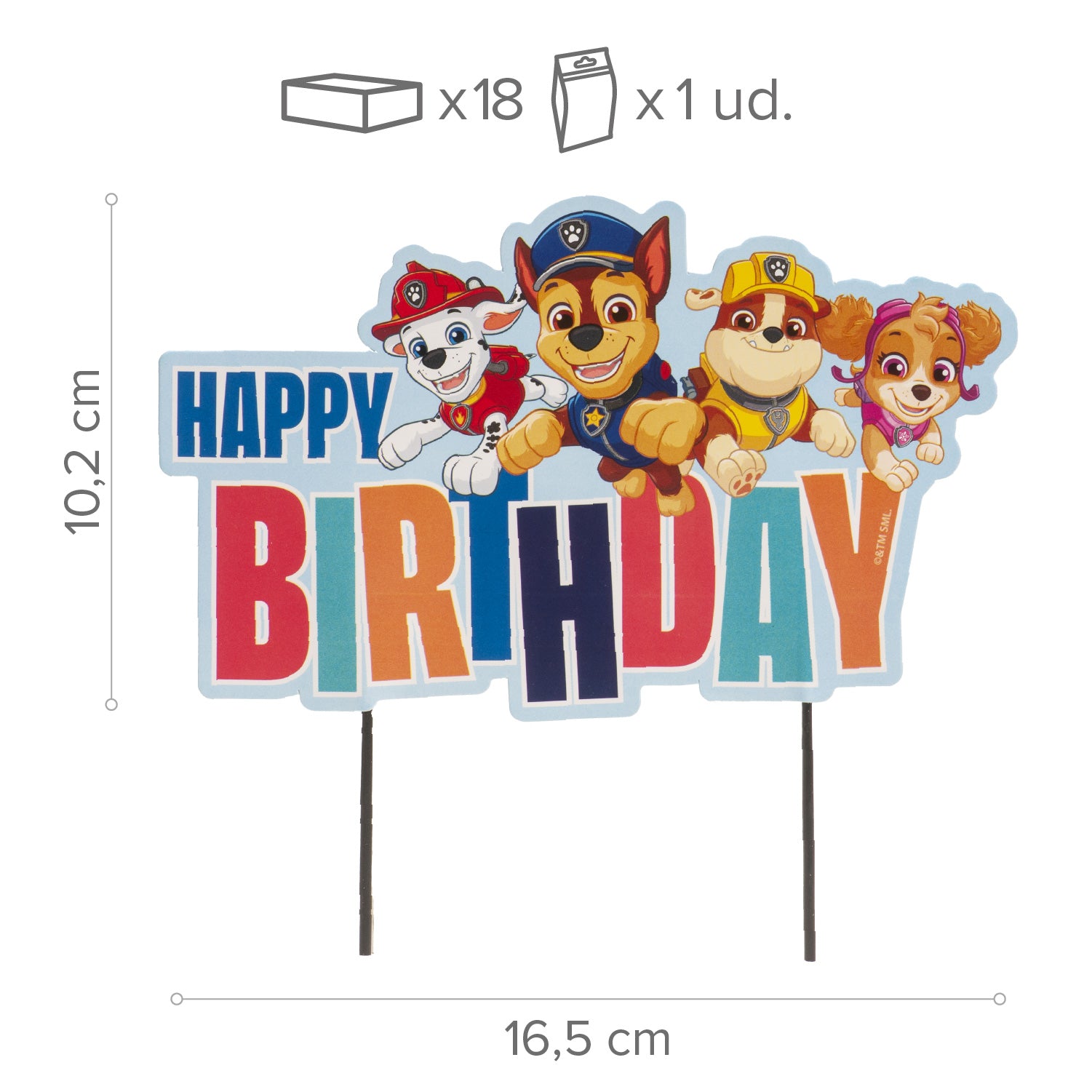 CAKE TOPPERS PAPER PAW PATROL 17.5X15CM